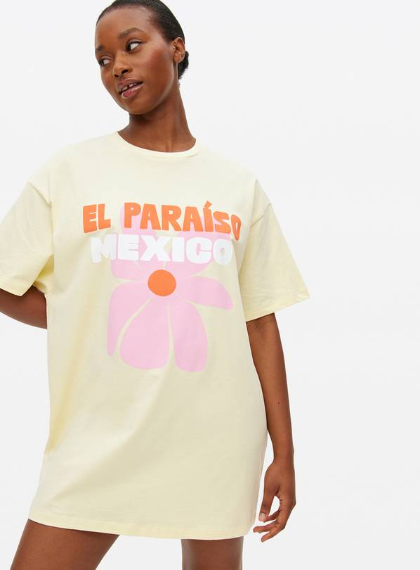 Yellow Paraiso Mexican Print Oversized Sleep Tee XXL