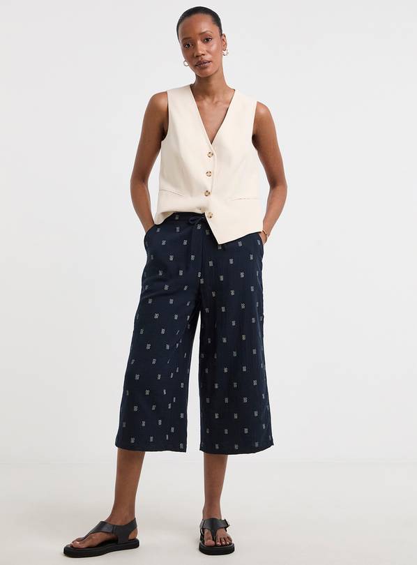 JD WILLIAMS Cheesecloth Cropped Wide Leg Culottes 28