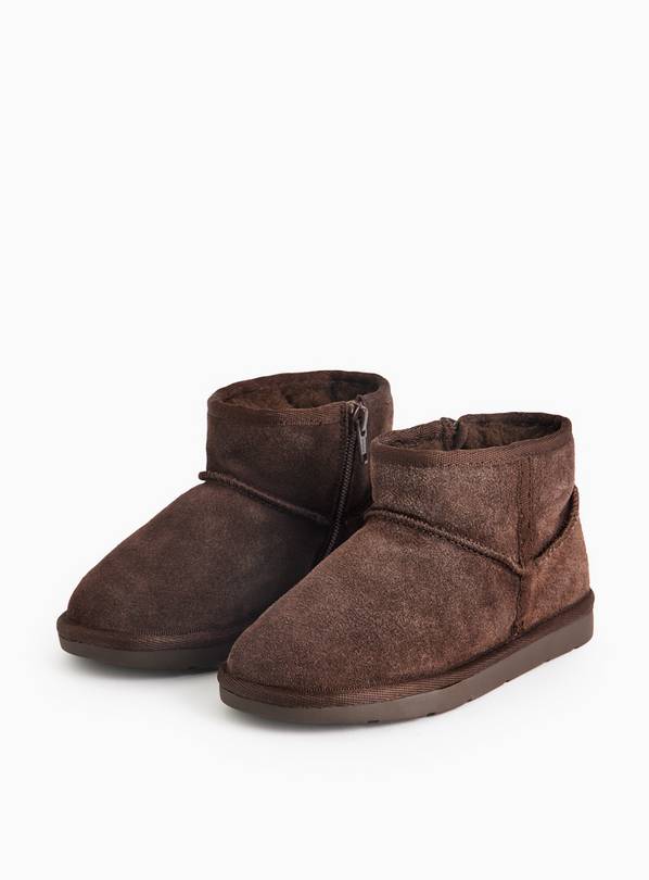 Chocolate Suede Borg Mini Boots 12 Infant