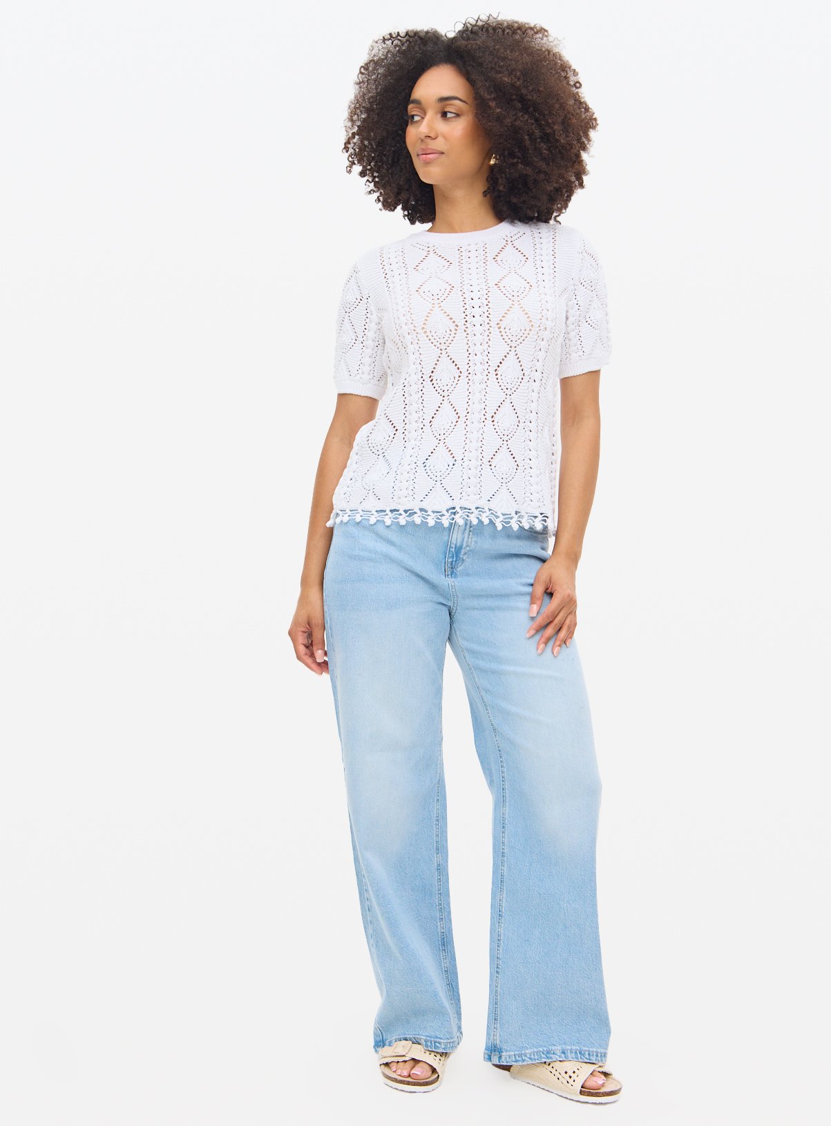White Crochet Knitted T-Shirt 8 - Image 2 thumbnail