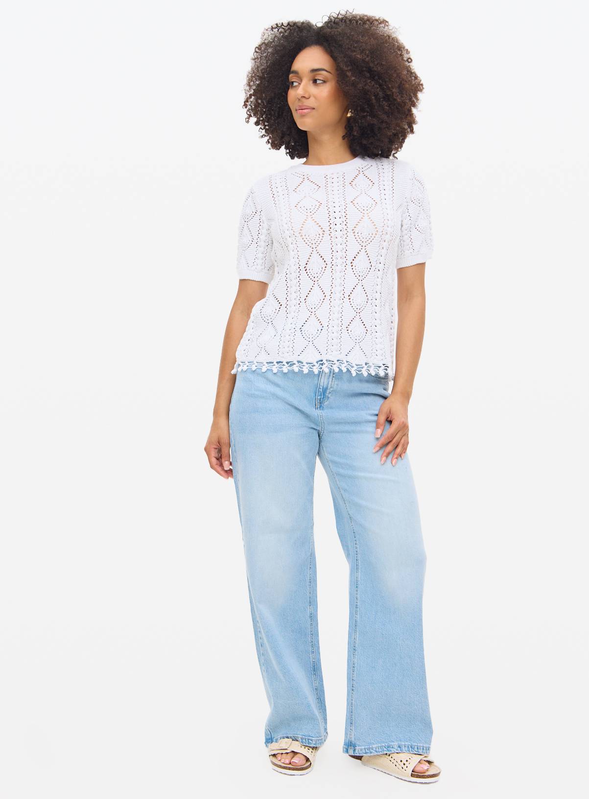 White Crochet Knitted T-Shirt 8 - Image 2