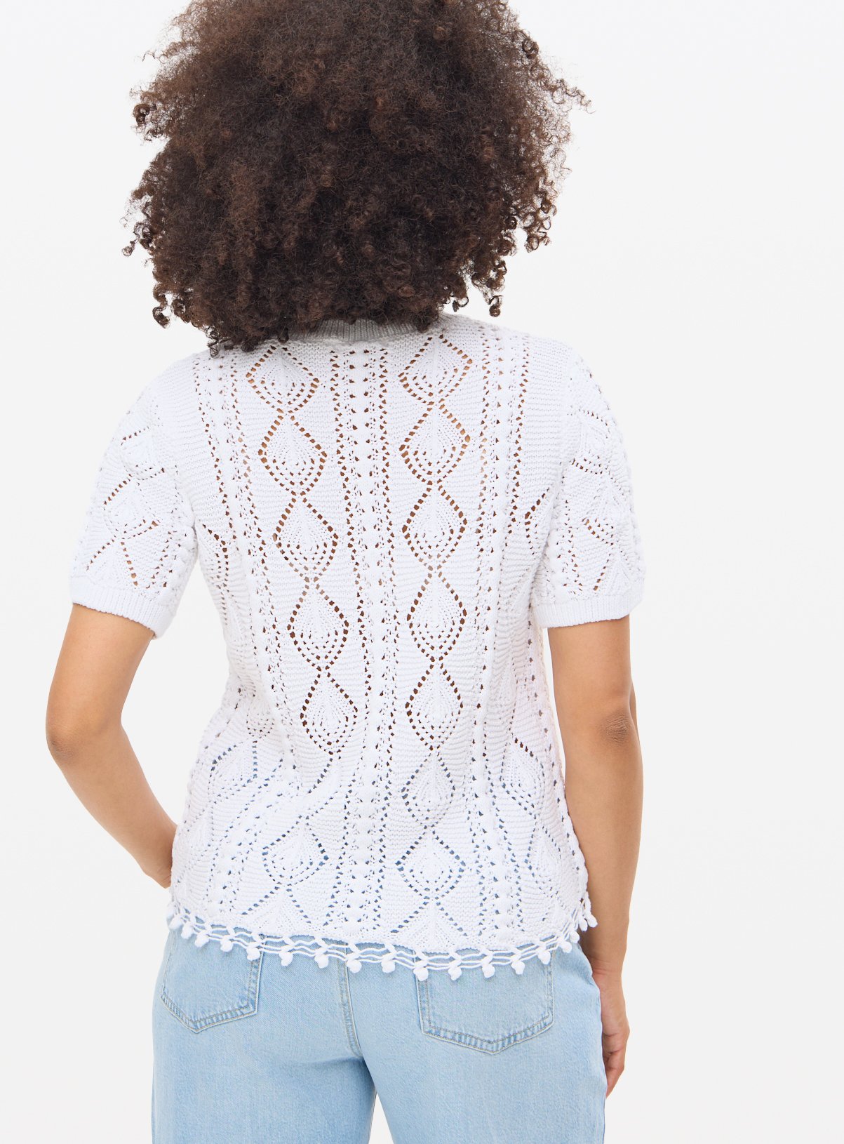 White Crochet Knitted T-Shirt 8 - Image 4 thumbnail