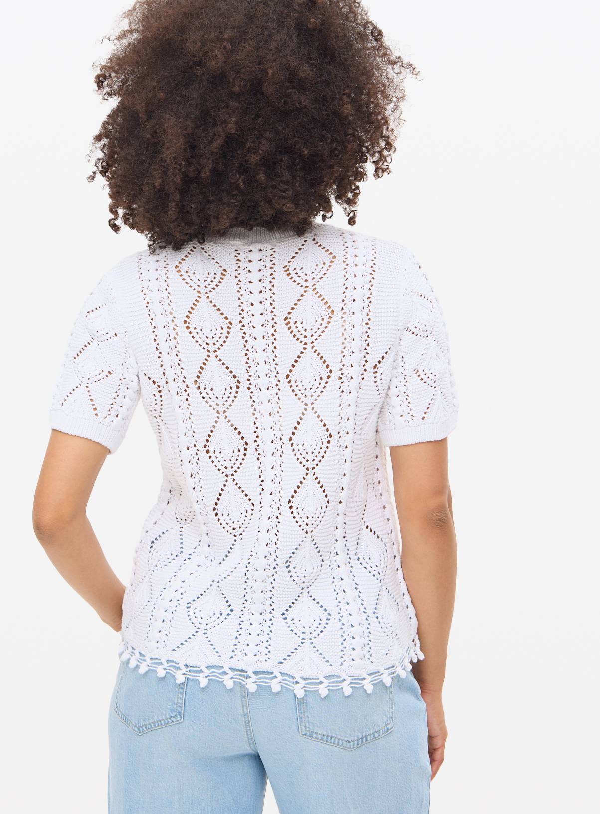 White Crochet Knitted T-Shirt 8 - Image 4