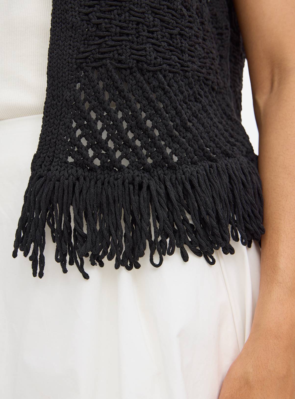 Black Fringed Crochet Waistcoat 12 - Image 3