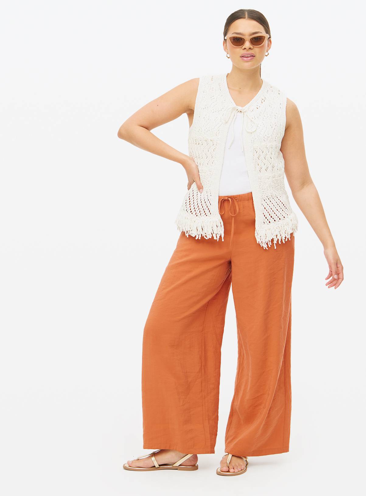 Natural Fringed Crochet Waistcoat  20 - Image 2