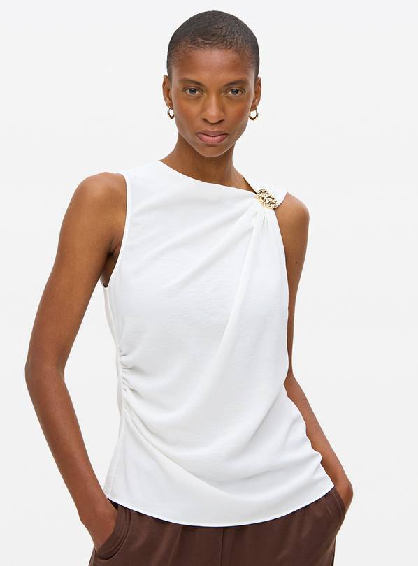 White Buckle Shell Top 20