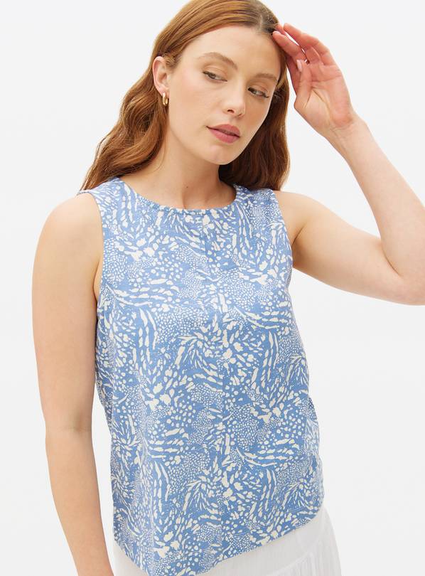 Blue Printed Slub Sleeveless Vest 10