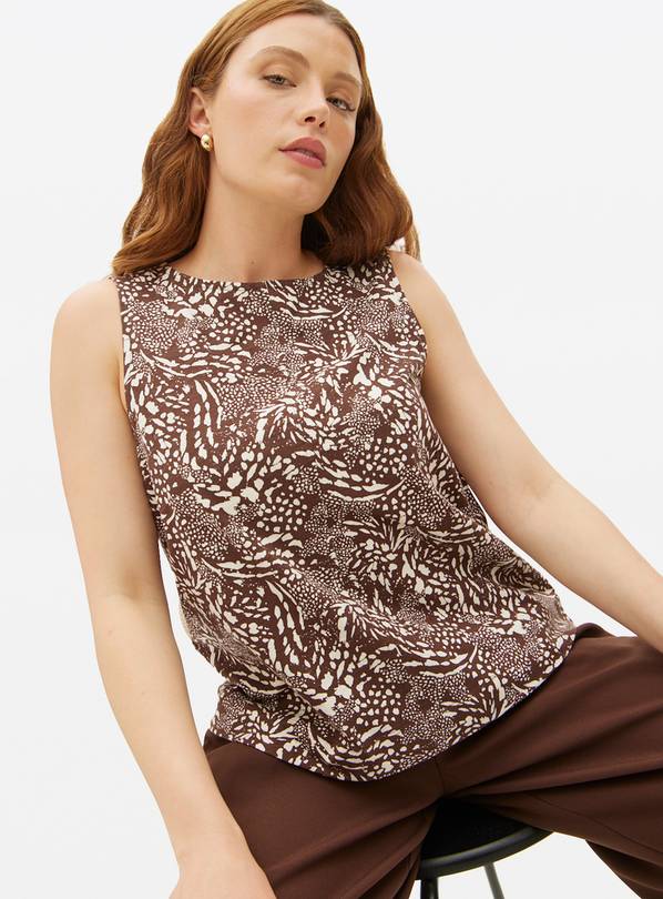 Brown Printed Slub Sleeveless Vest 14