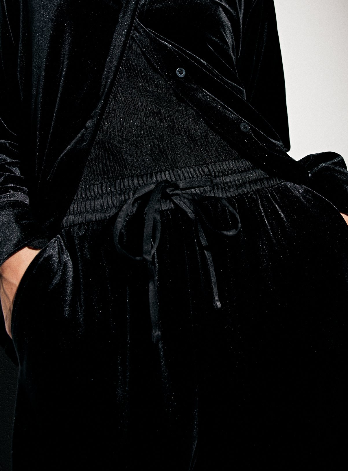 Black Side Panel Velvet Co-ord Wide Leg Trousers  12R - Image 3 thumbnail
