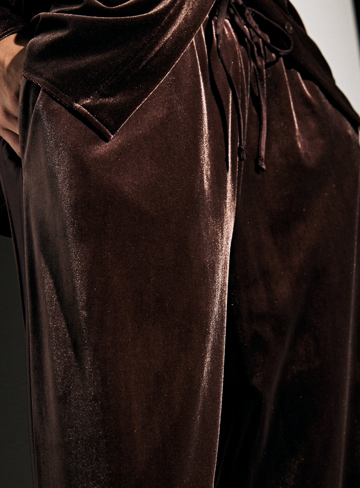 Brown Side Panel Velvet Co-ord Wide Leg Trousers  14R - Image 3 thumbnail