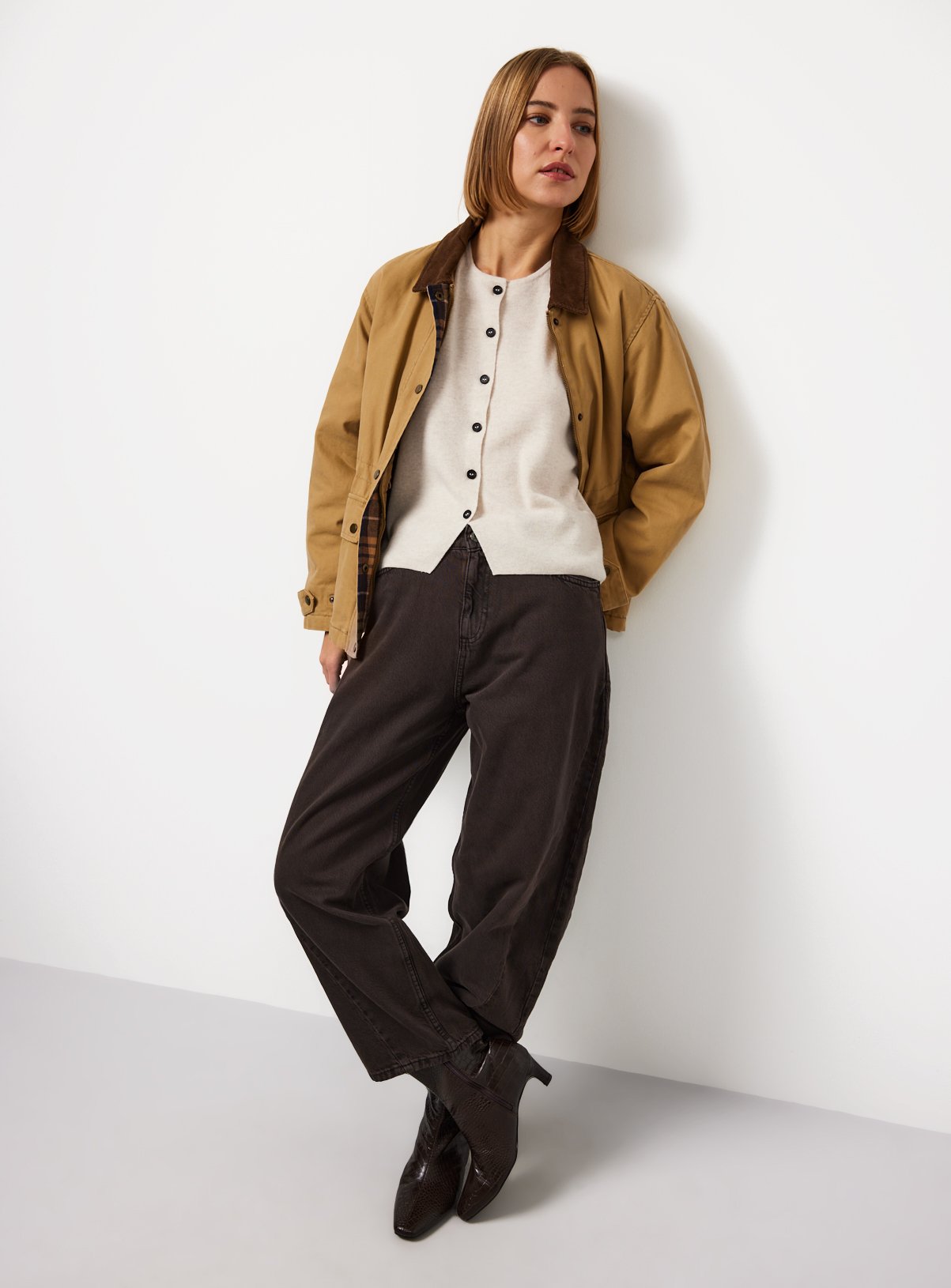 Oatmeal Premium Cashmere Merino Button Through Vest 18 - Image 3 thumbnail