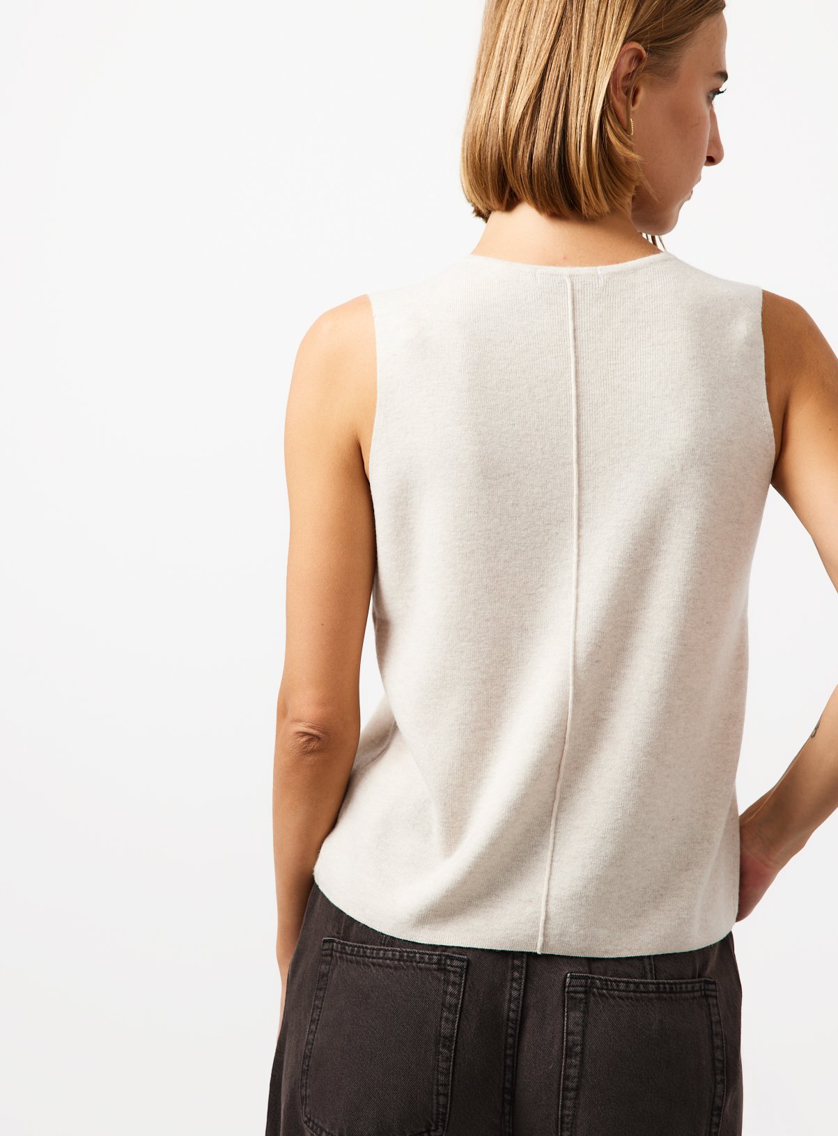 Oatmeal Premium Cashmere Merino Button Through Vest 18 - Image 4 thumbnail