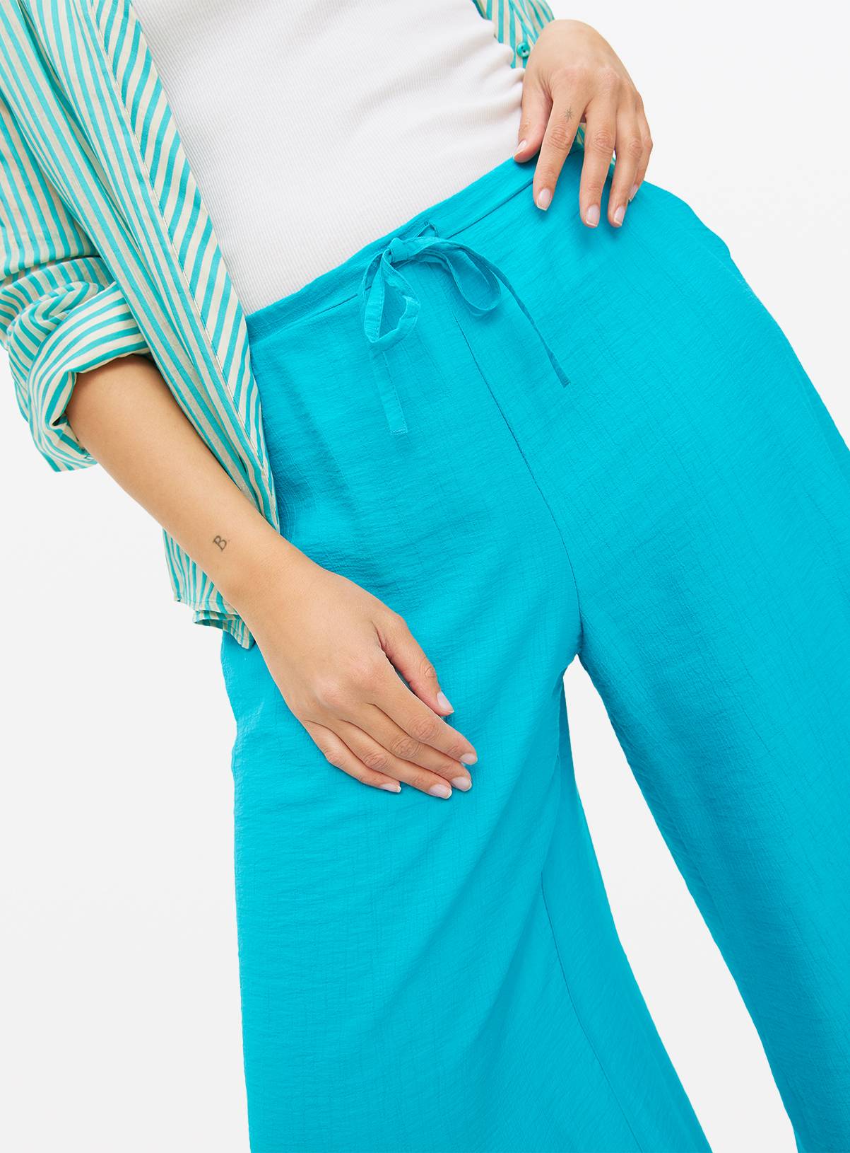 Teal Drawstring Palazzo Trousers  18 - Image 2