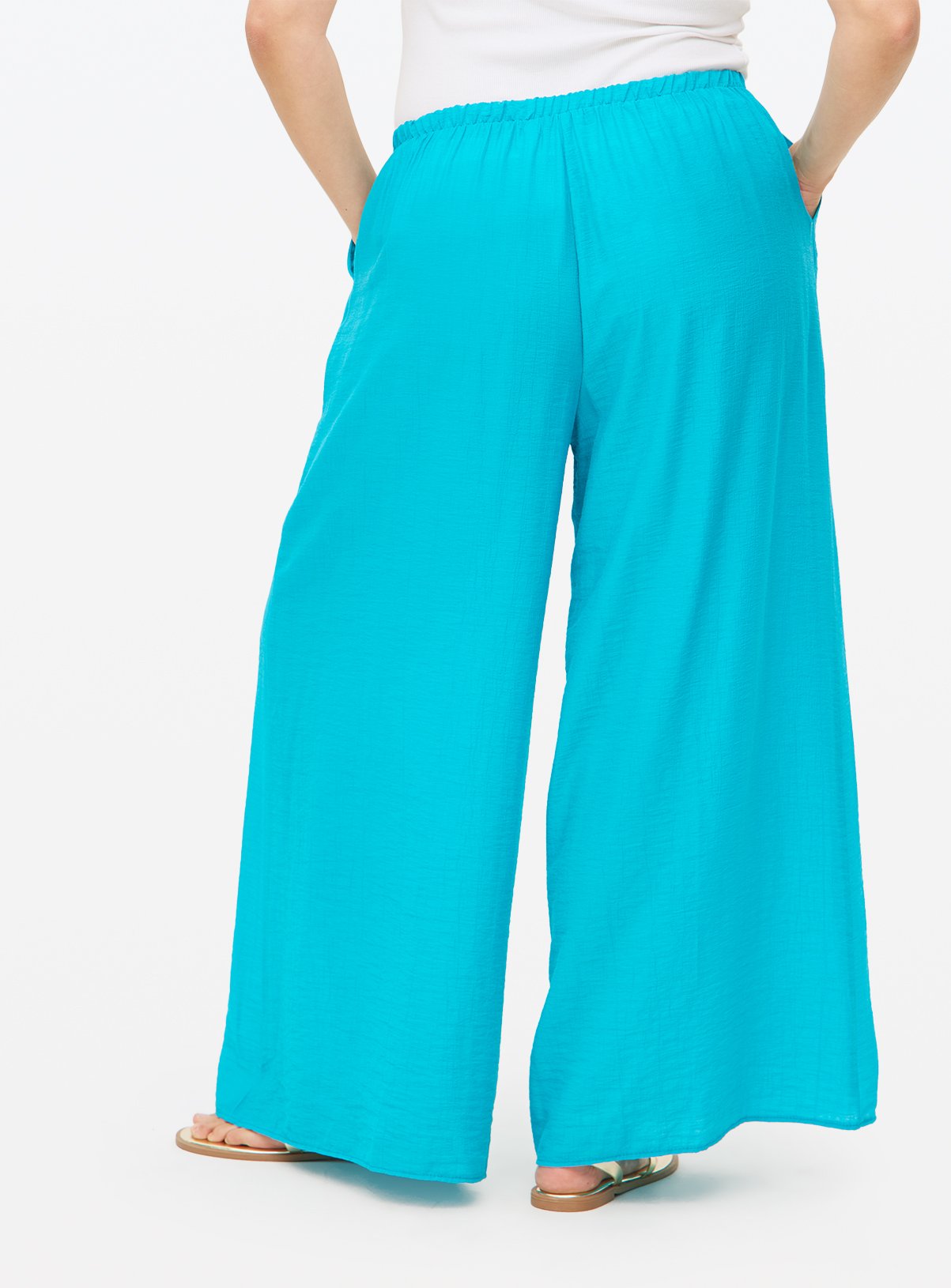 Teal Drawstring Palazzo Trousers  18 - Image 4 thumbnail