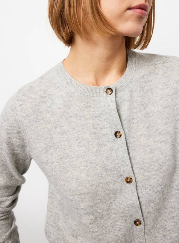 Grey Premium Cashmere Crew Neck Cardigan 22
