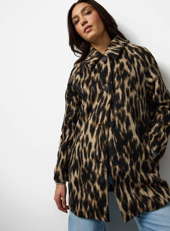 Brown Animal Print Slim Dolly Coat XS