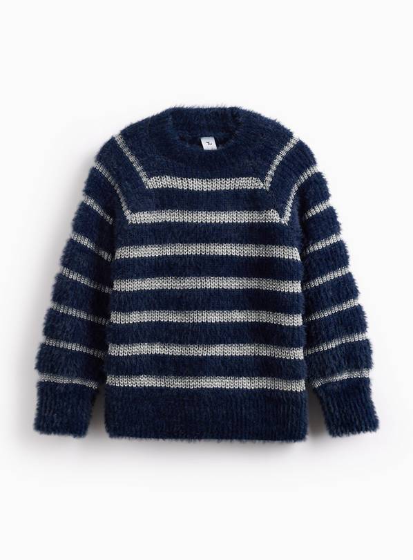 Navy Sparkle Striped Fluffy Jumper 12 years