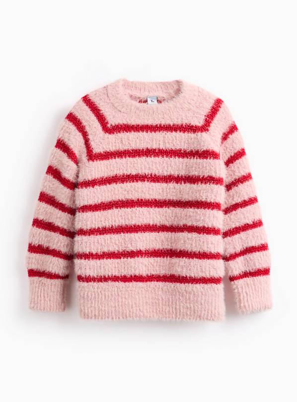 Pink Sparkle Striped Fluffy Jumper 10 years