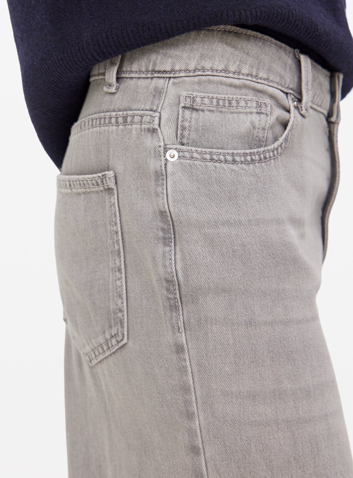 Grey Denim Lyocell Blend Flared Palazzo Jeans  24R - Image 4 thumbnail