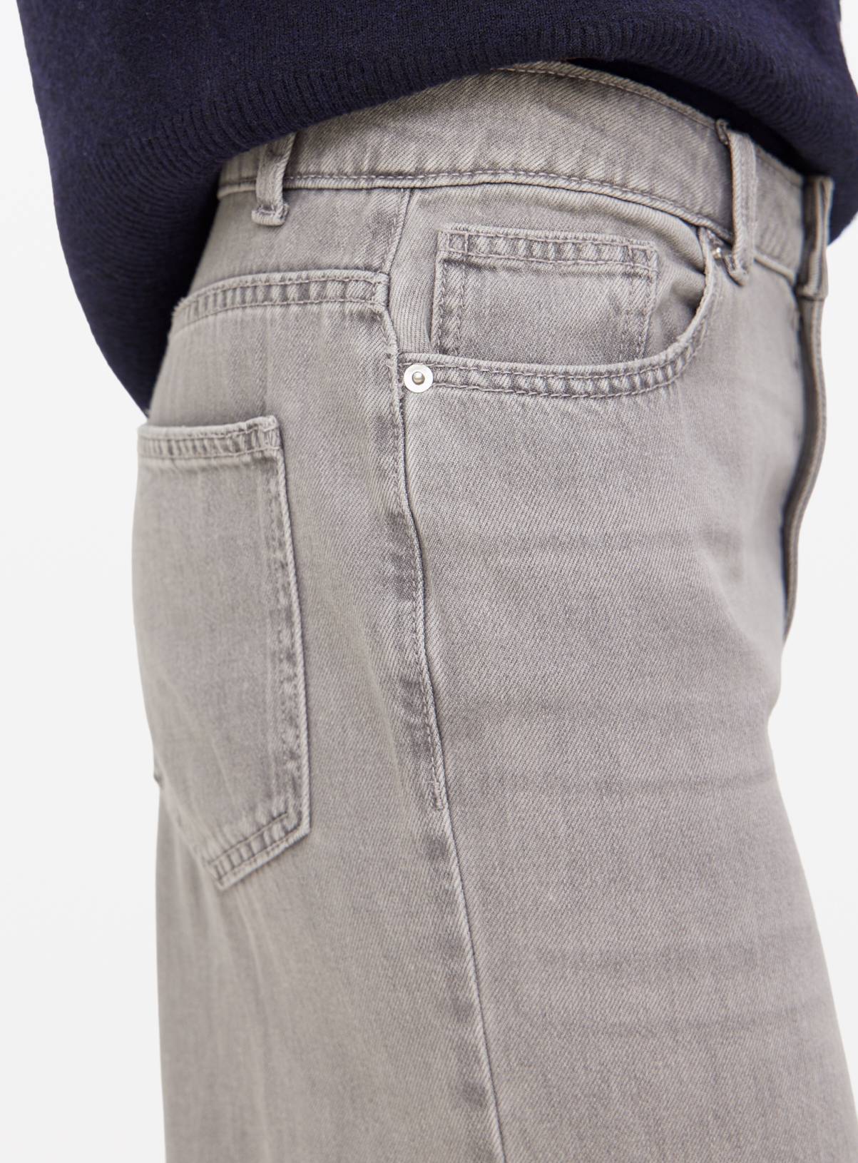 Grey Denim Lyocell Blend Flared Palazzo Jeans  24R - Image 4