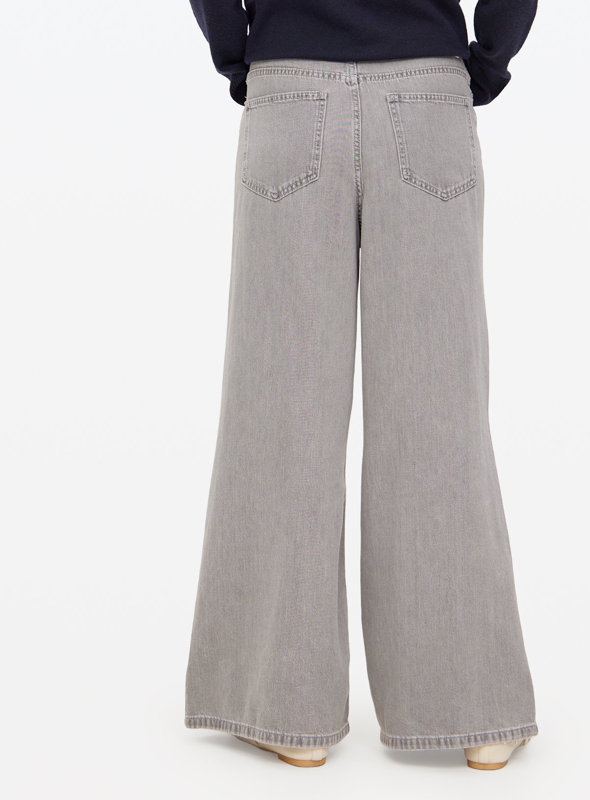 Grey Denim Lyocell Blend Flared Palazzo Jeans  24R - Image 5 thumbnail