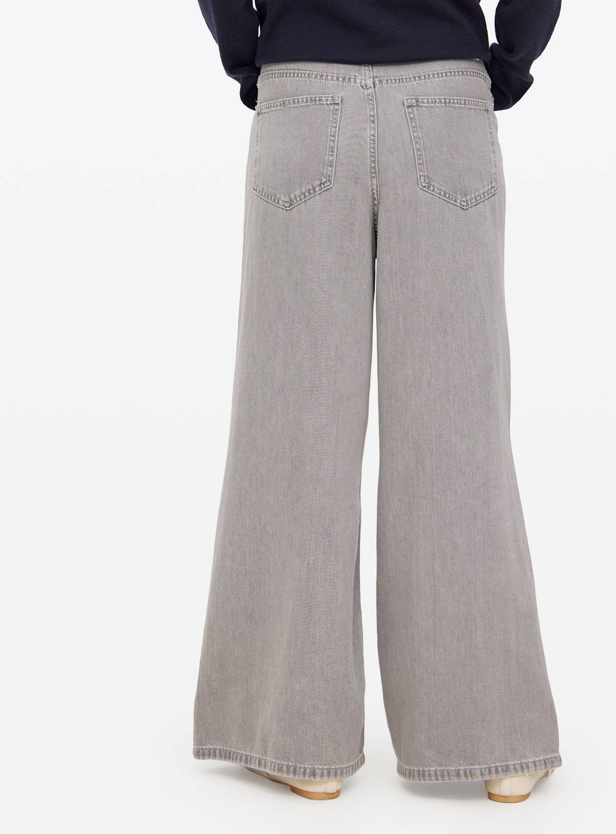 Grey Denim Lyocell Blend Flared Palazzo Jeans  24R - Image 5