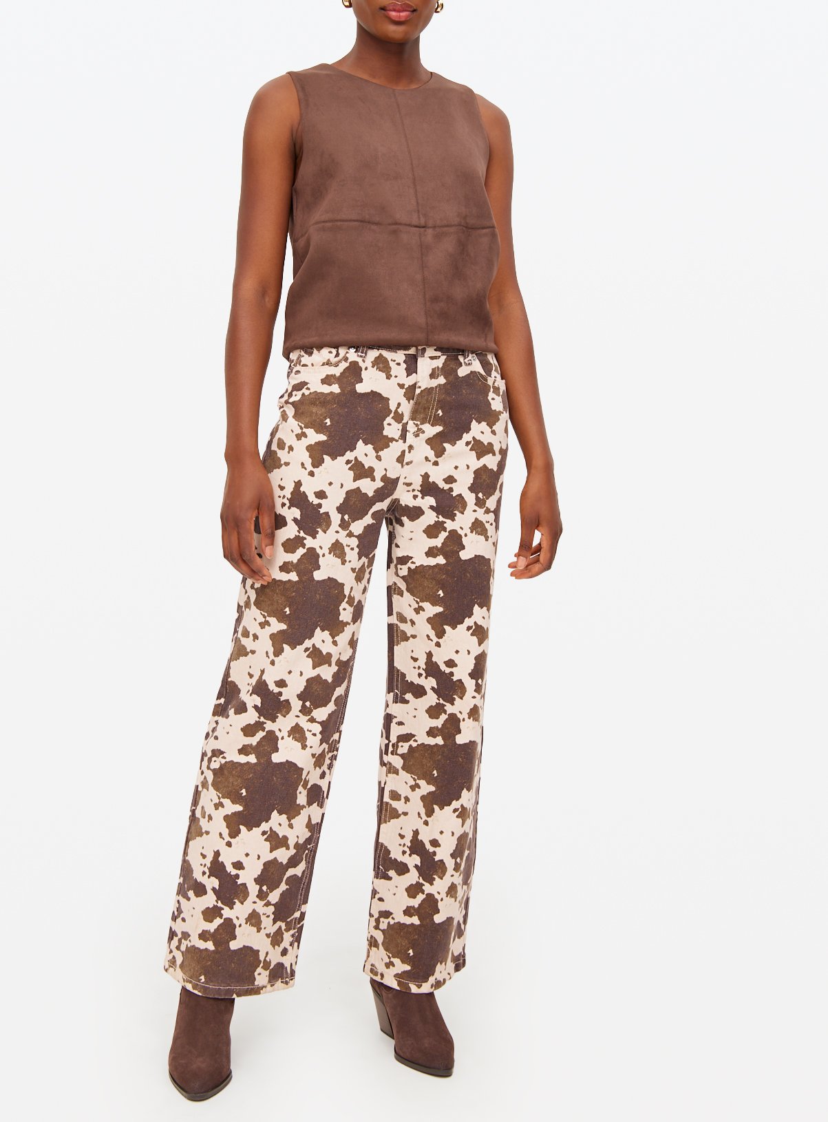 Cow Printed Wide Leg Co-ord Denim Jeans 20S - Image 3 thumbnail