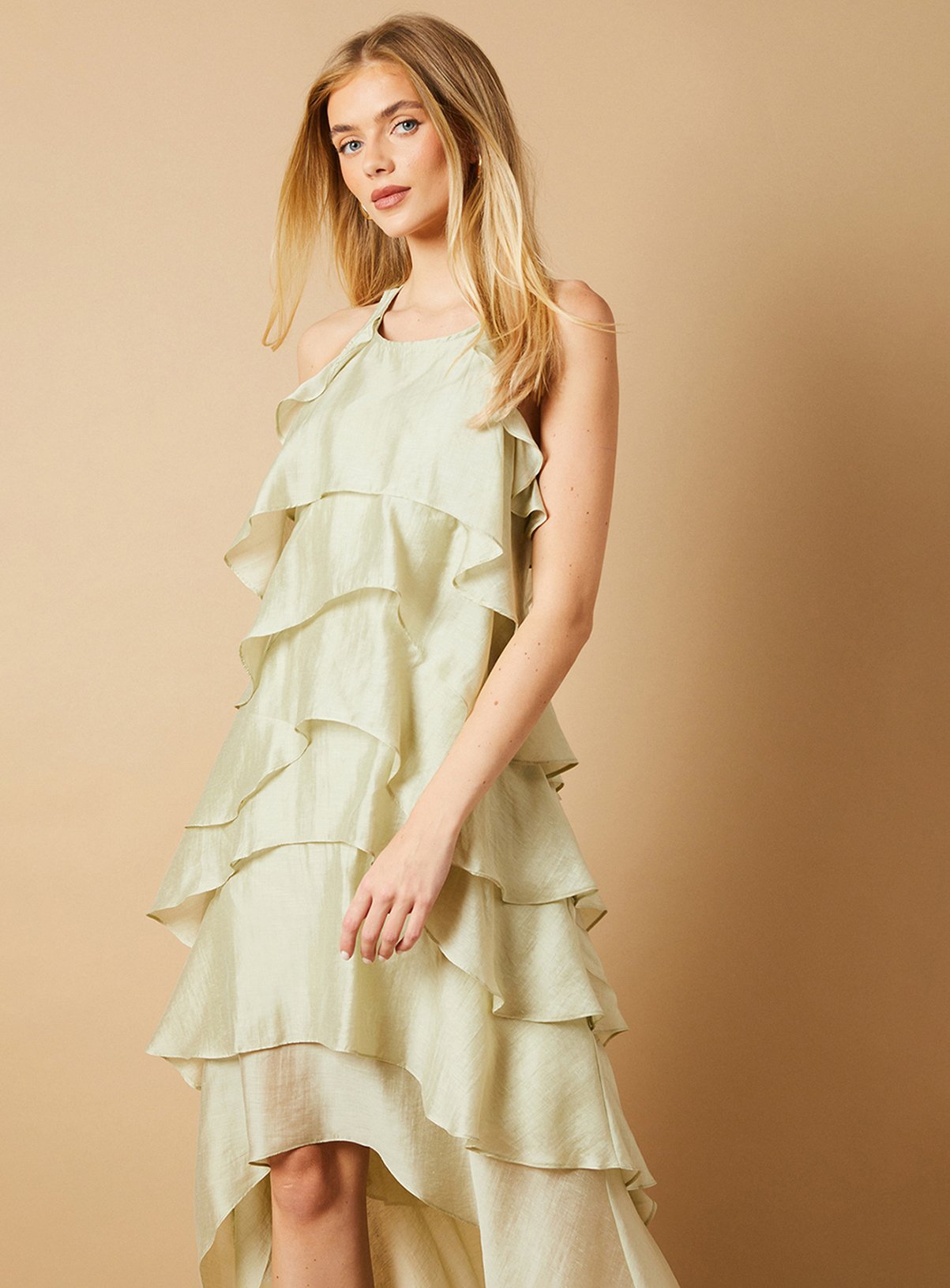 OASIS Ruffle Detail Tiered Midi Dress 18 - Image 2 thumbnail