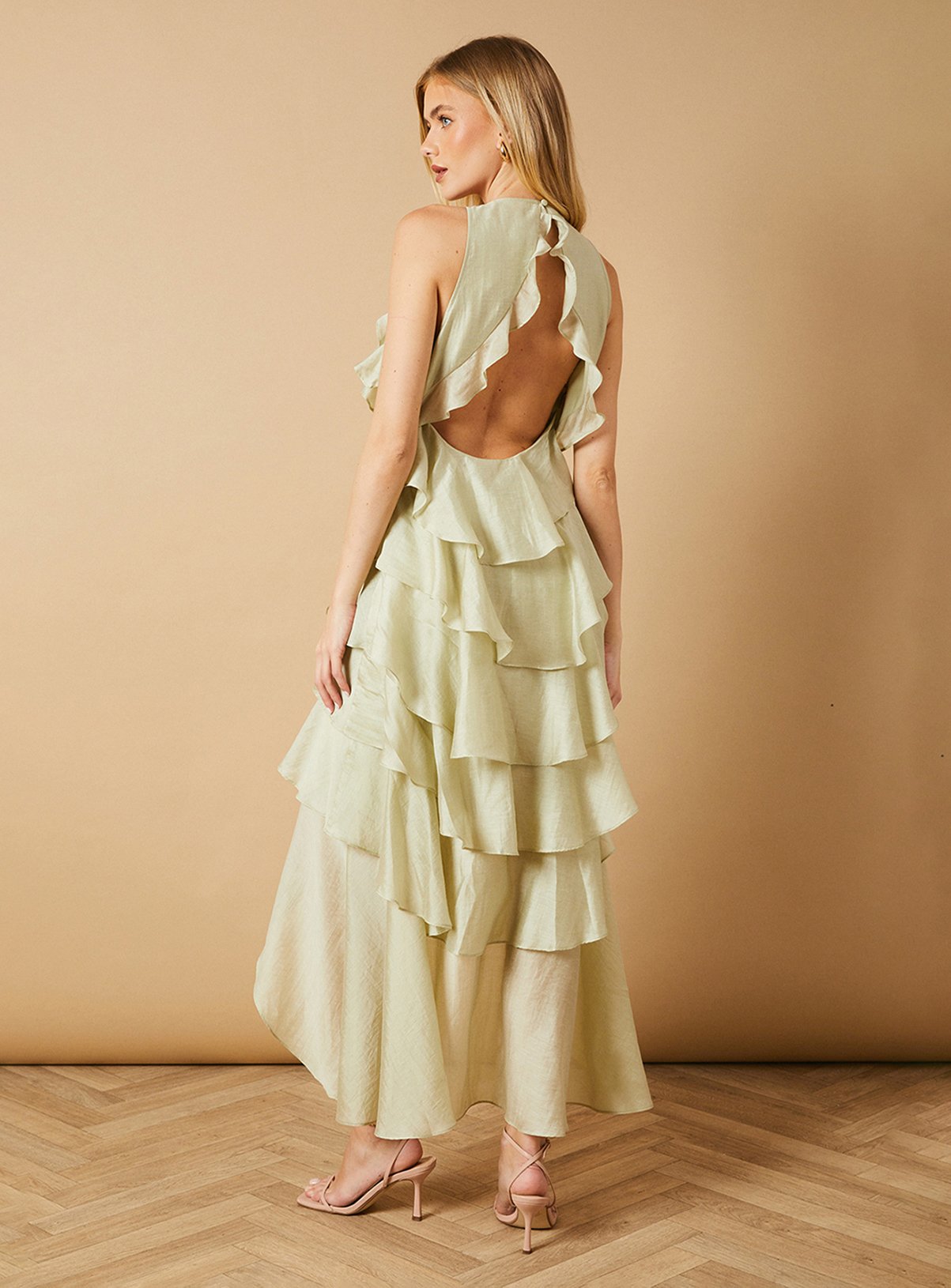 OASIS Ruffle Detail Tiered Midi Dress 18 - Image 3 thumbnail