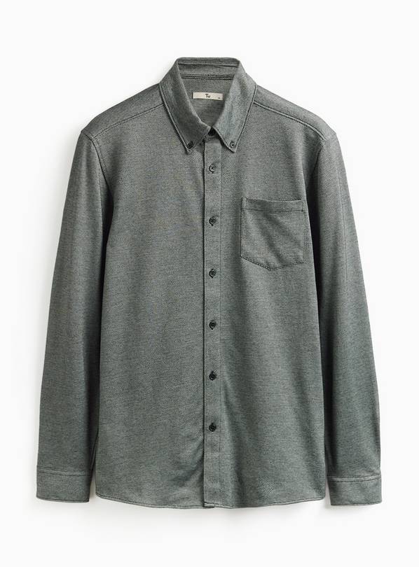 Black Jacquard Long Sleeve Shirt S