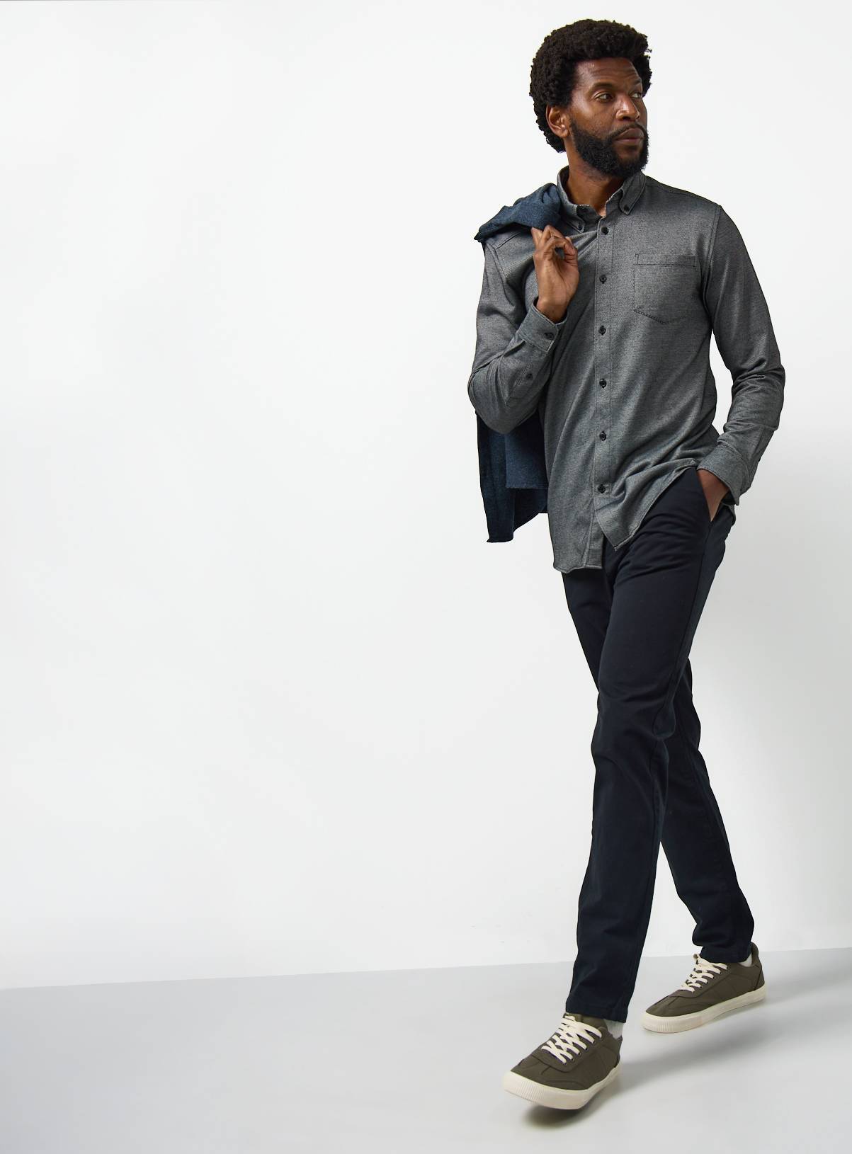 Black Jacquard Long Sleeve Shirt XXXL - Image 2