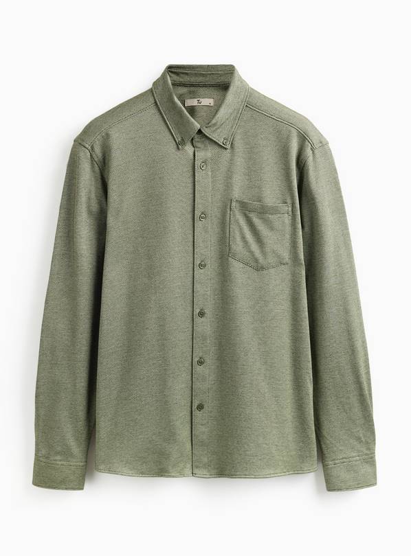 Khaki Jacquard Long Sleeve Shirt XXL