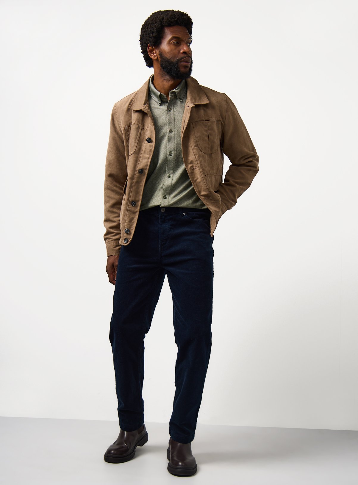 Khaki Jacquard Long Sleeve Shirt XXL - Image 2 thumbnail