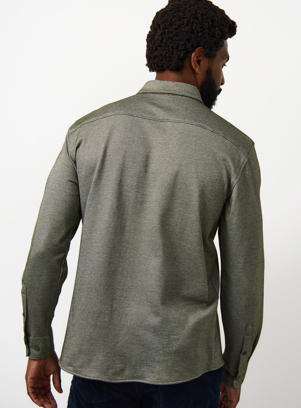 Khaki Jacquard Long Sleeve Shirt XXL - Image 5 thumbnail