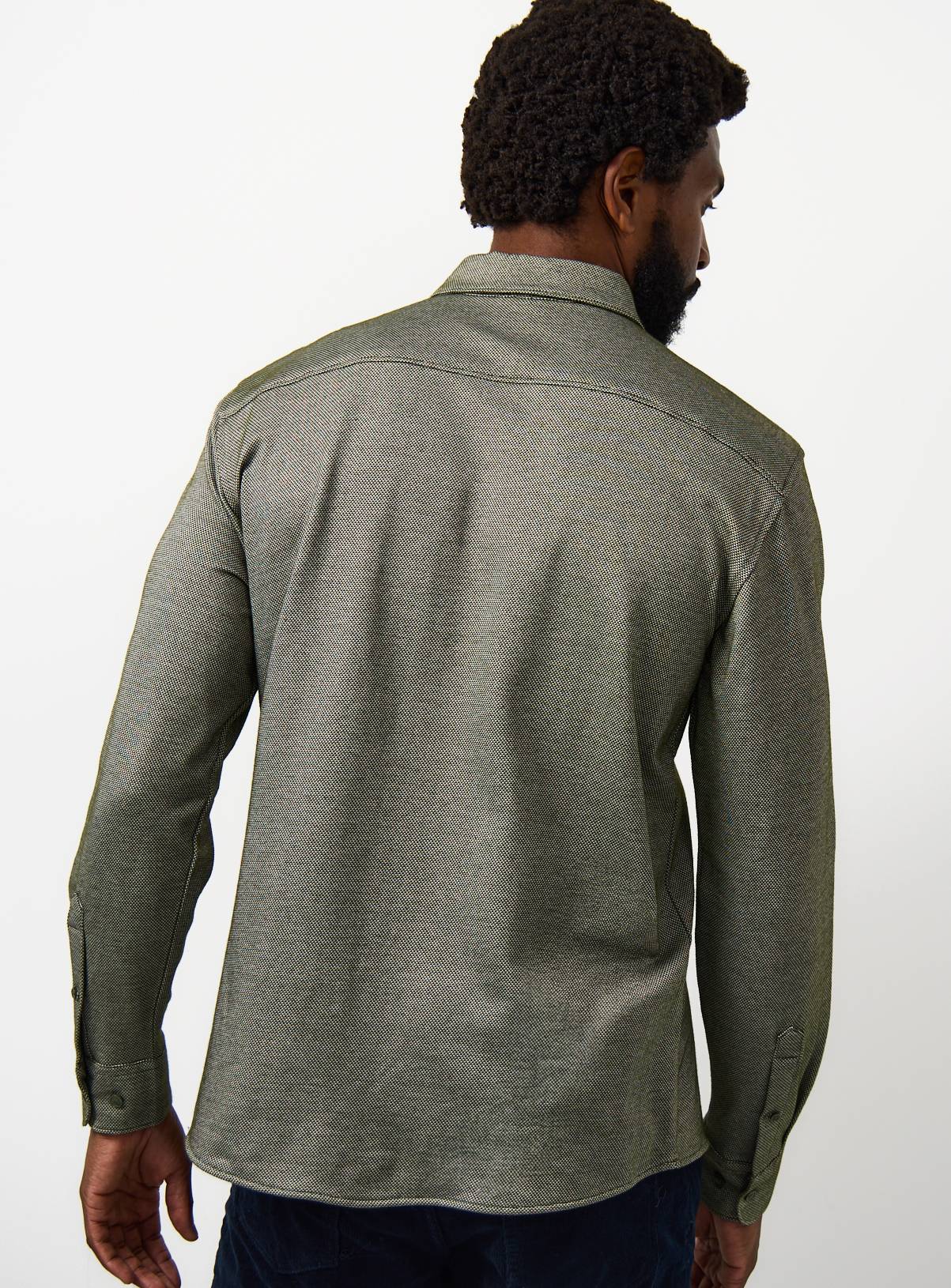 Khaki Jacquard Long Sleeve Shirt XXL - Image 5