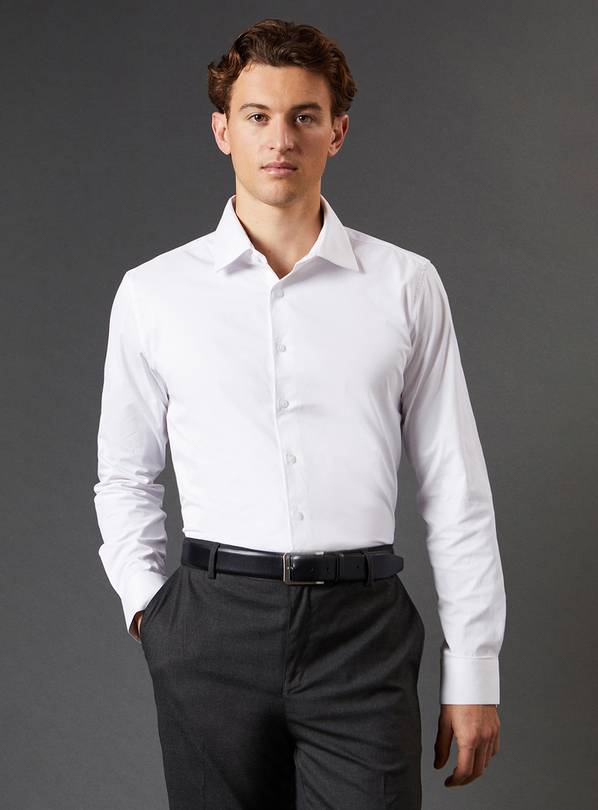 BURTON White Easy Iron Slim Fit Shirt 14.5