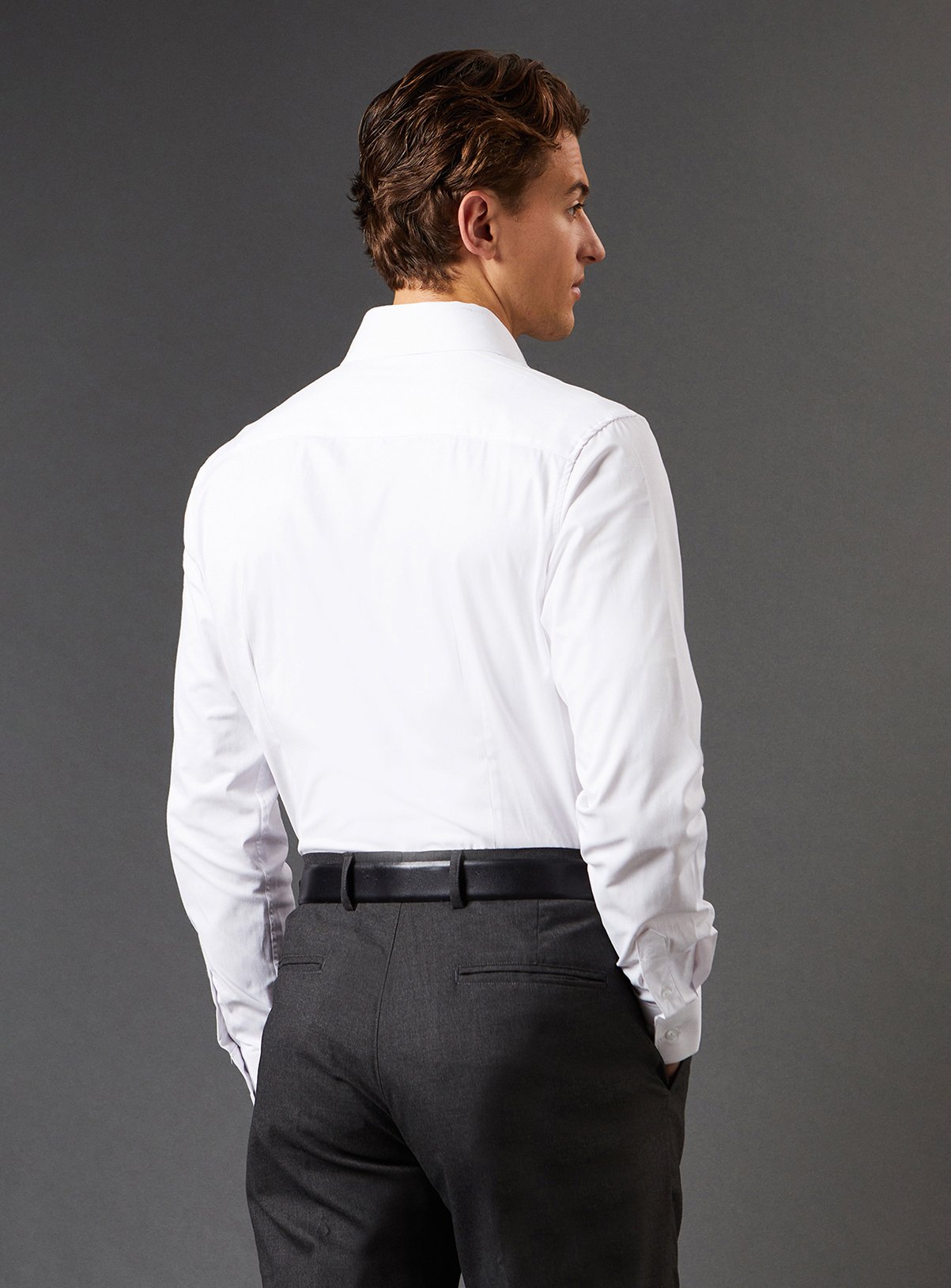 BURTON White Easy Iron Slim Fit Shirt 17 - Image 3 thumbnail