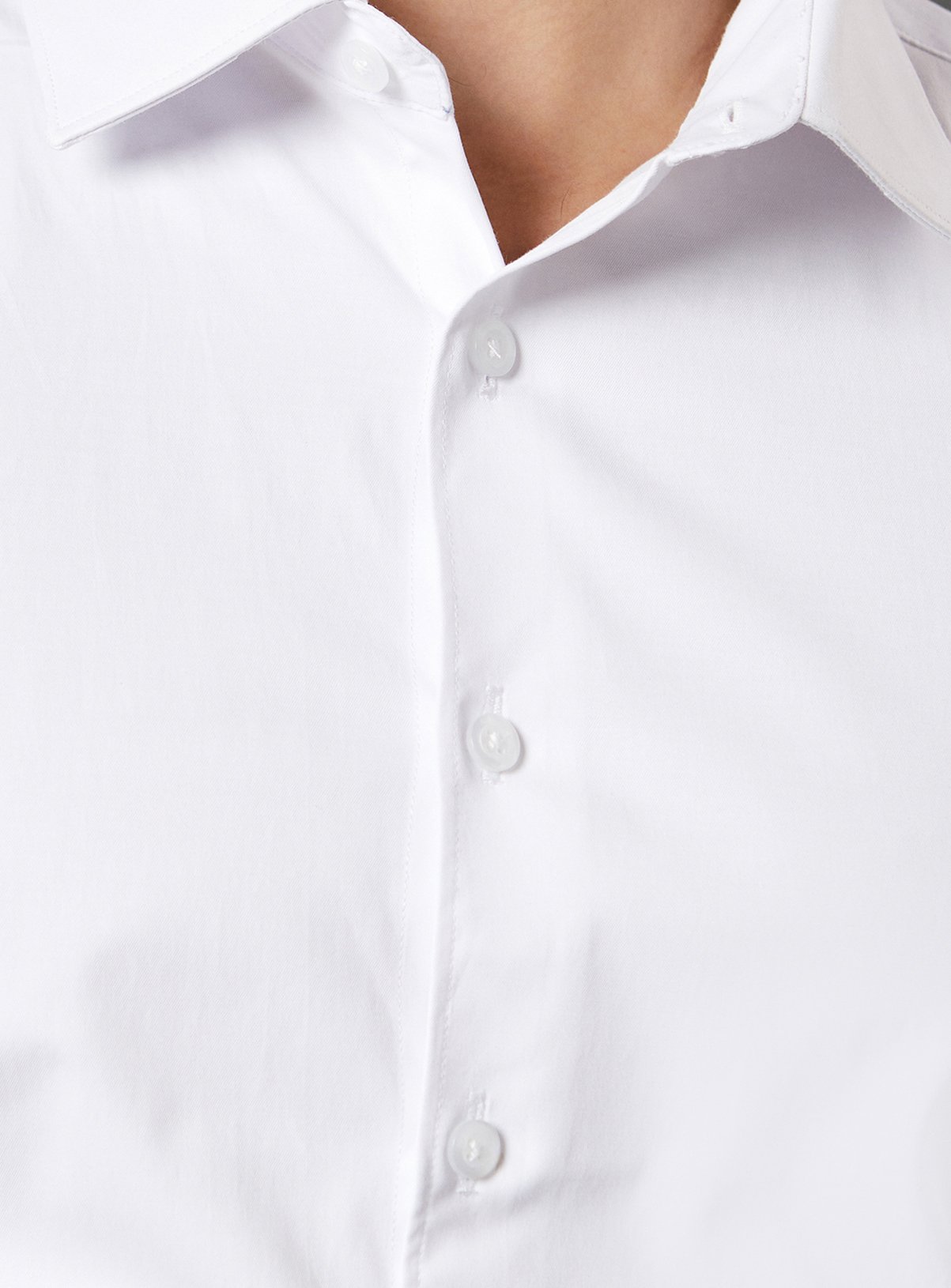 BURTON White Easy Iron Slim Fit Shirt 17 - Image 4 thumbnail