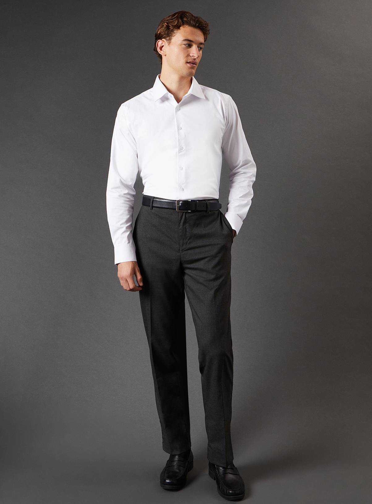 BURTON White Easy Iron Slim Fit Shirt 17 - Image 5