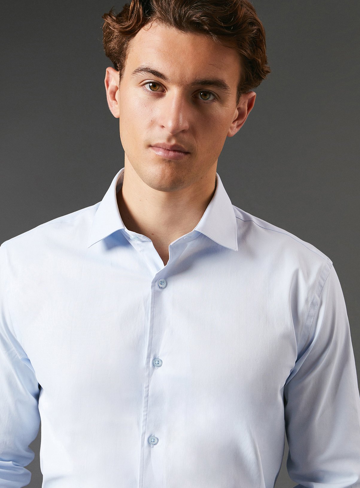 BURTON Blue Tailored Fit Long Sleeve Easy Iron Shirt 15 - Image 5 thumbnail