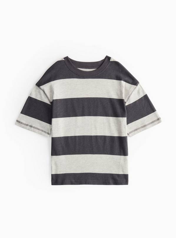 Charcoal Grey Block Striped T-Shirt 9 years