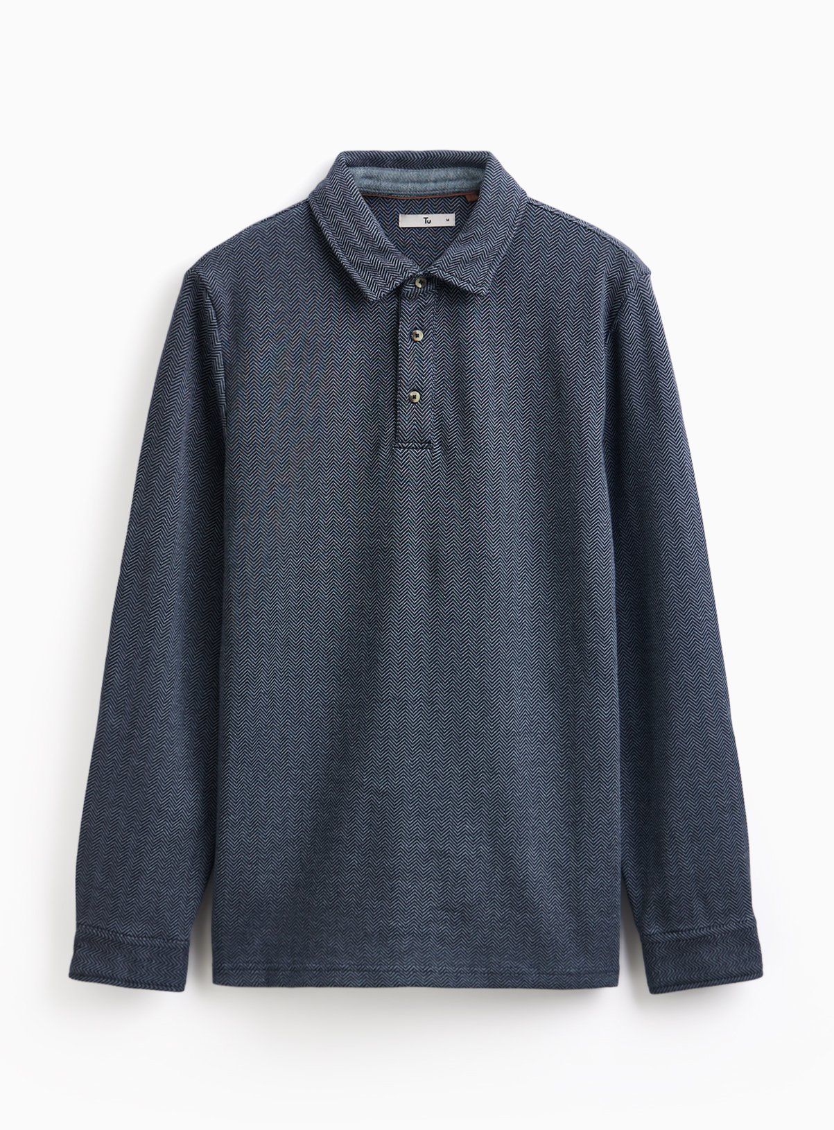 Men's Navy Herringbone Polo Shirt