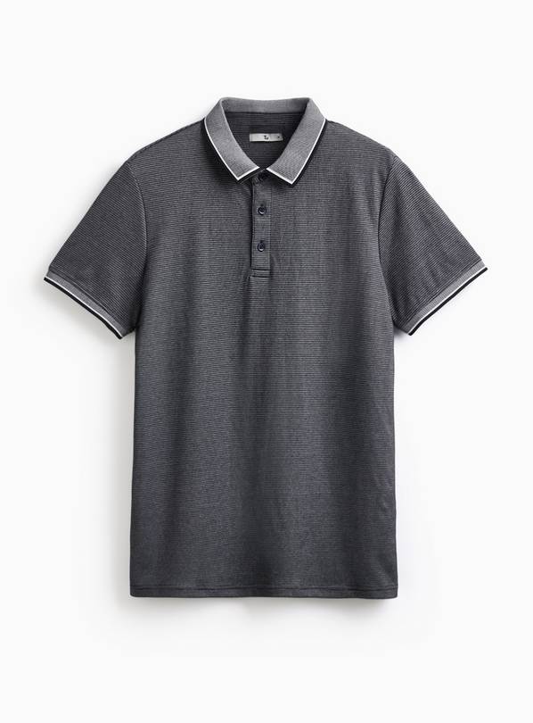 Black Two Tone Polo Shirt M