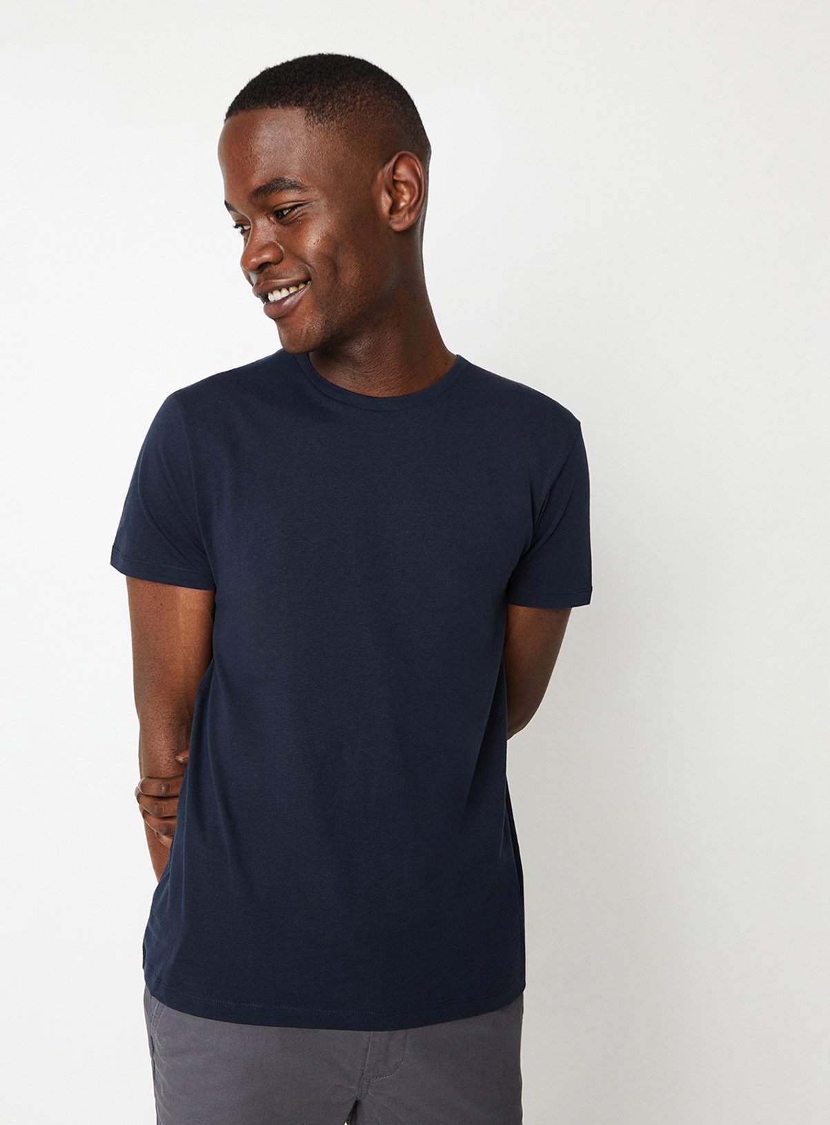 Men's BURTON Navy Plain Crew Neck T Shirt