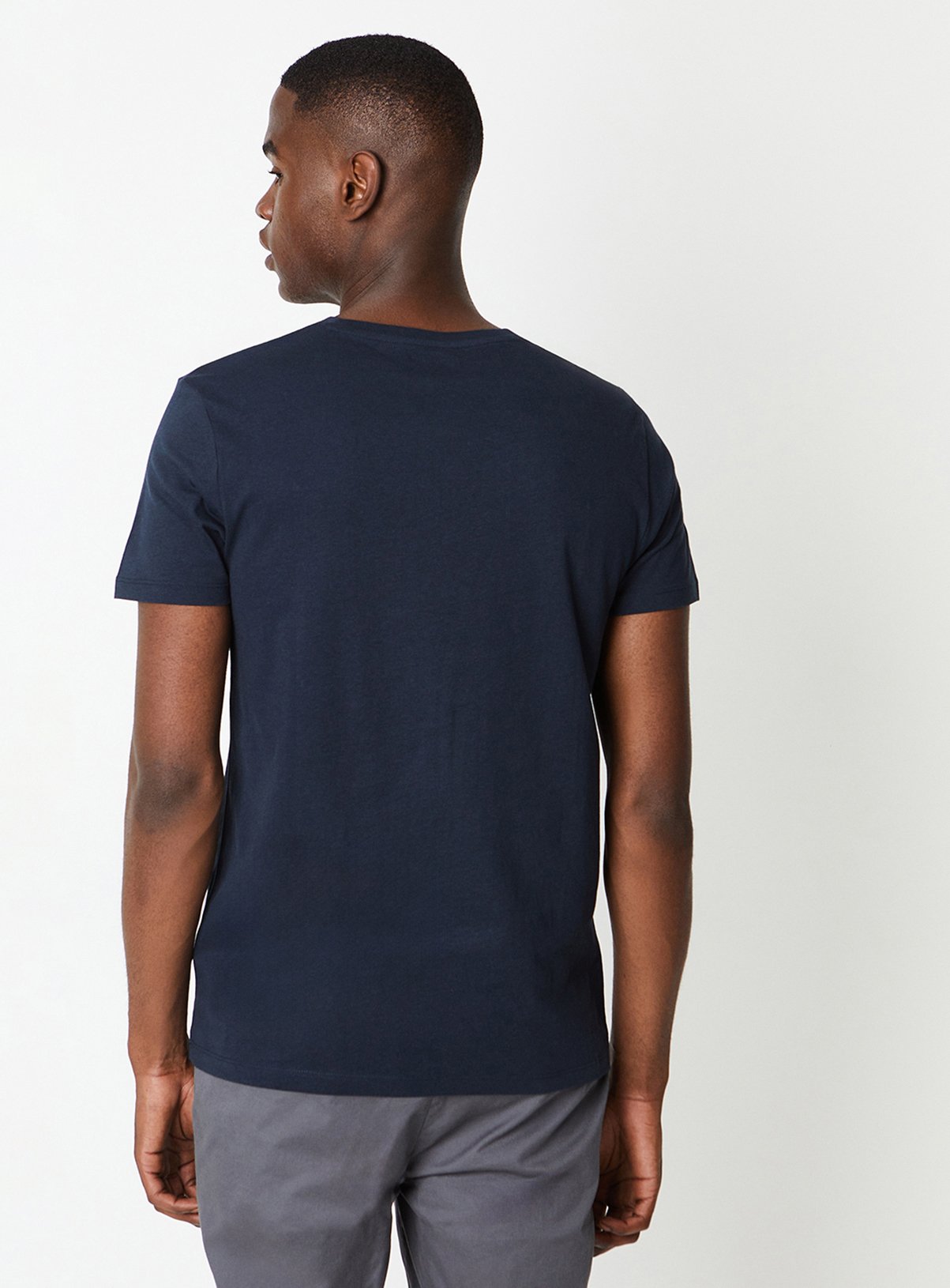 BURTON Navy Plain Crew Neck T Shirt XL - Image 3 thumbnail