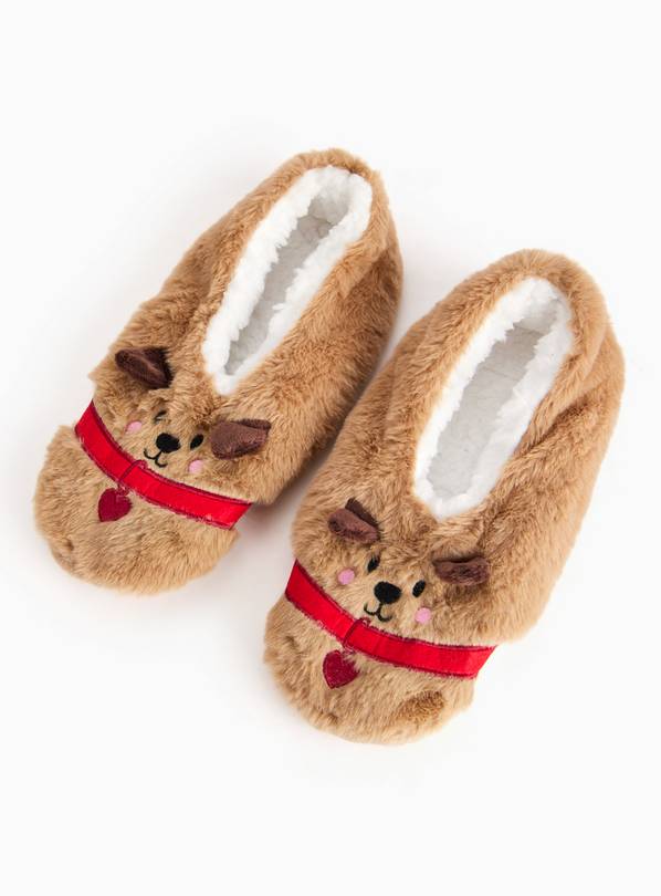 Novelty Dog Fleece Lined Footsie Socks 4-6