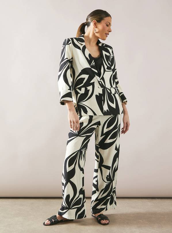 WALLIS Printed Linen Wide Leg Co-ord Trouser 8