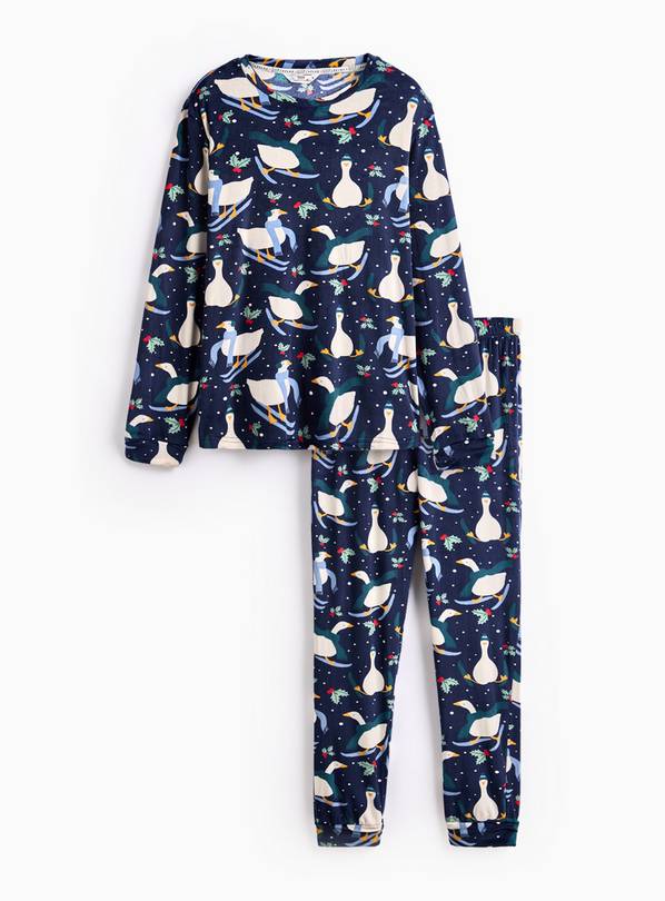 Matching Family Men's Christmas Goose Printed Slinky Pyjamas M