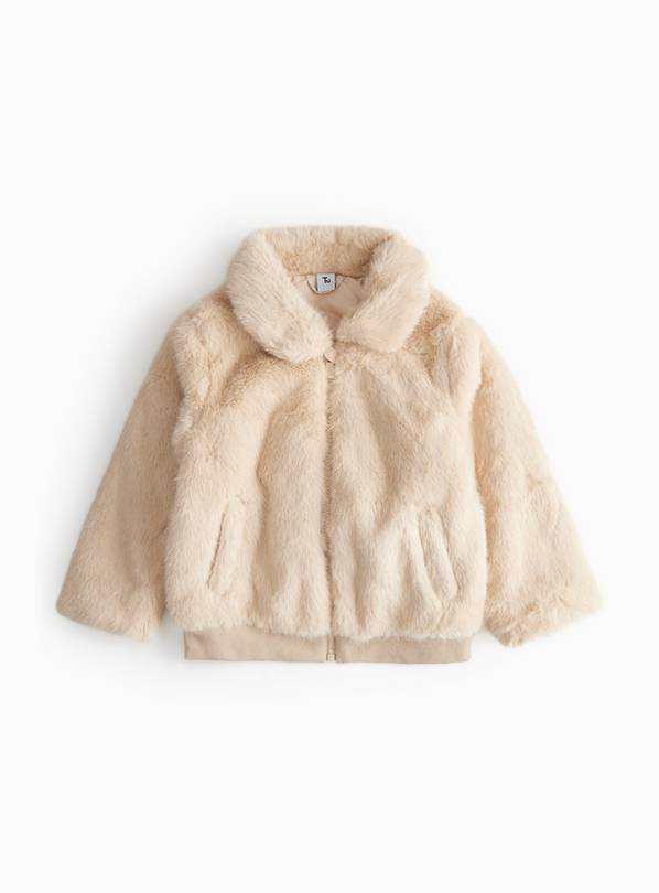 Cream Collared Faux Fur Jacket 1-2 years