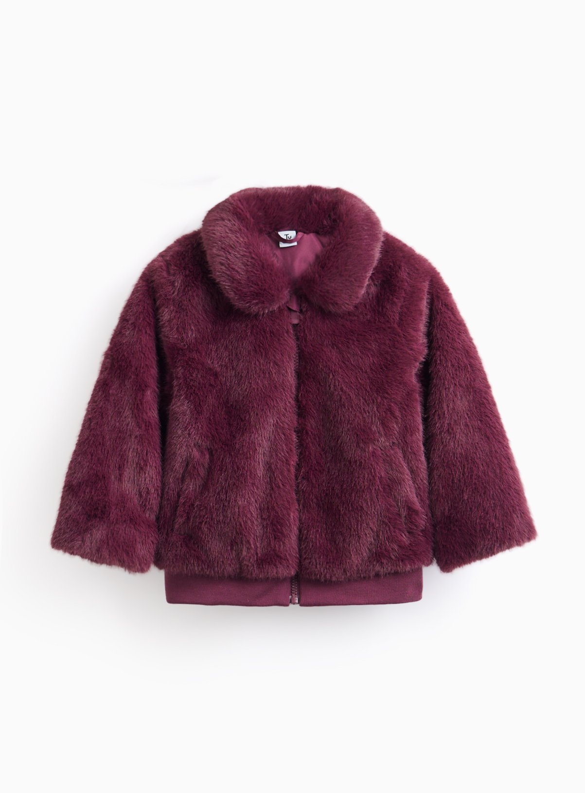Red Collared Faux Fur Jacket (1-2 Years) - Tu by Sainsbury's